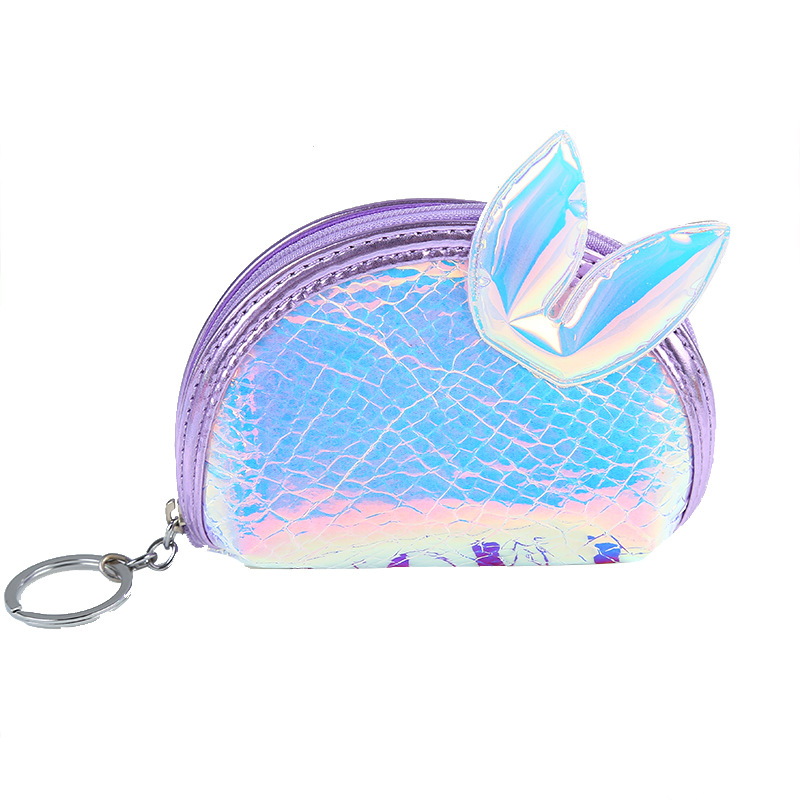 Katong Female Laser rabbit Ear coin purse, pvc cute mini bag, makeup storage bag, keychain bag manufacturer Item Picture