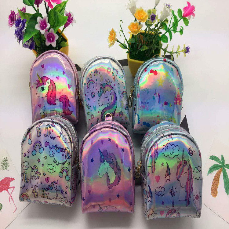 2019 Creative Unicorn Glitter Magic Coin Purse small schoolbag Laser mini coin purse in stock