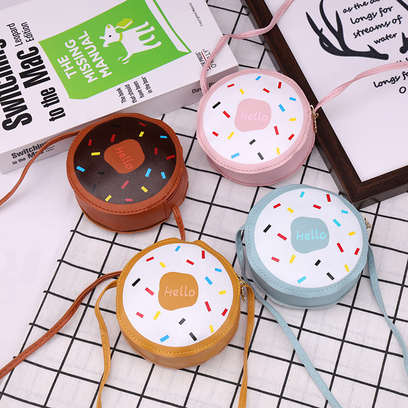 Children's crossbody Bag 2021 new fashion cartoon cute Princess donut small round purse for baby girls