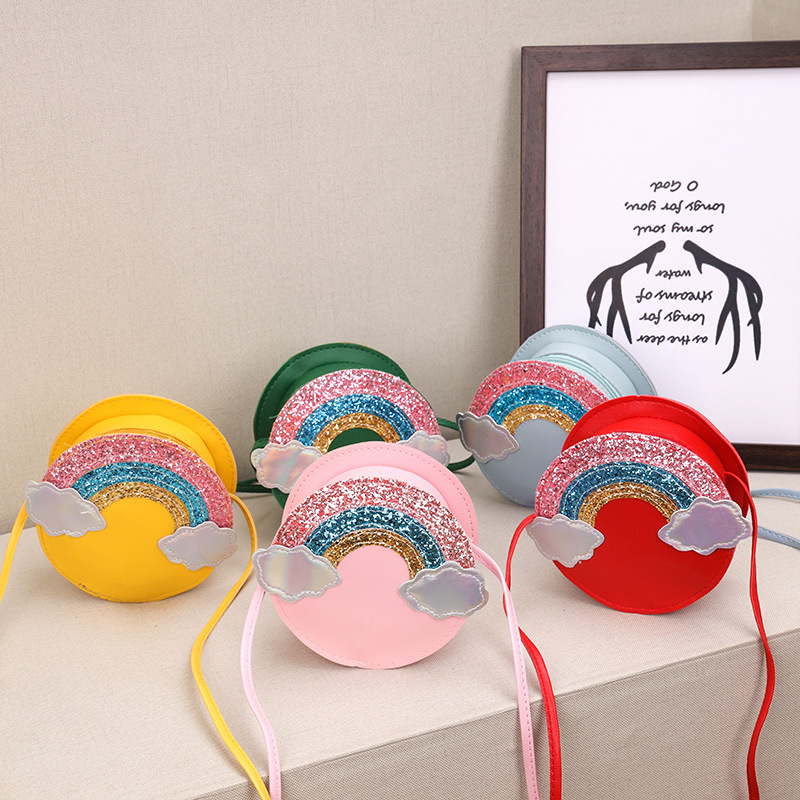 Children's bag girl 2021 new primary school cartoon cute rainbow coin purse girl through mini crossbody bag tide
