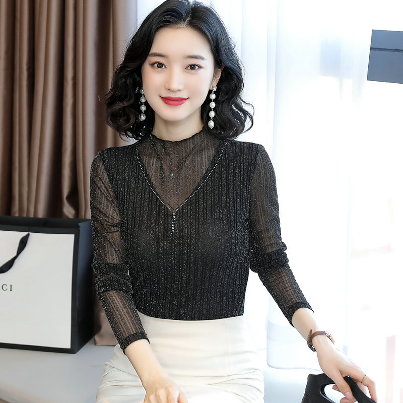 打底衫/中领打底衫/网纱打底衫产品图