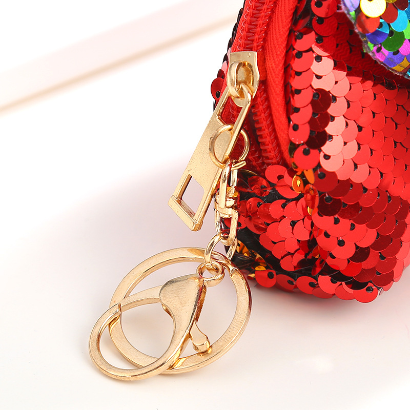 Versión coreana lindo lentejuelas peludo bola cero billetera dibujos animados Señora Pequeña billetera fiesta moneda llave almacenamiento bolsa lote details Picture