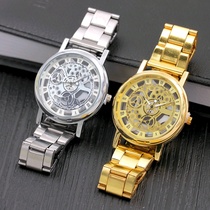 Direct supply hollow alloy quartz watch cross-border gift watch manufacturers wholesale fashion Korean imitation mechanical watches