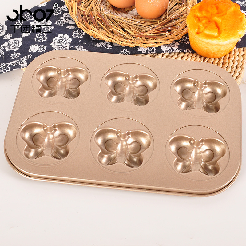 6 butterfly baking pan gold non stick cake baking pan even carbon steel baking pan baking tools