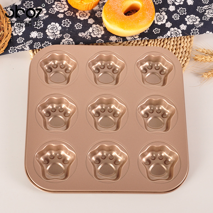 Gold 9 even cat claw baking pan mould carbon steel non-stick cake mould baking utensio thickness 0.4mm