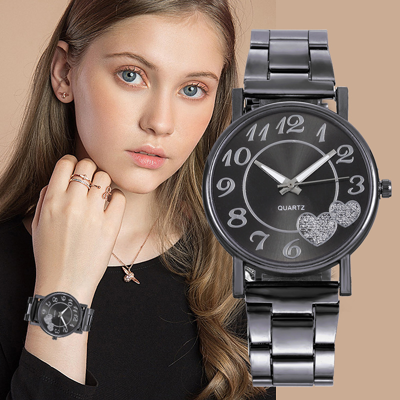 Manufacturers wholesale foreign trade hot-selling steel band quartz watches fashion casual trend heart-shaped steel band quartz watches