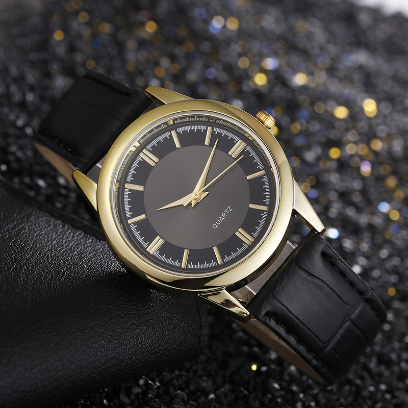 Wish fashion business watch Men's leather belt quartz watch High-end men's watch casual men's watch