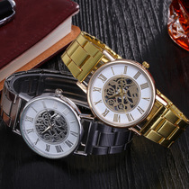 New Hot selling Hollow Out Watch Men's Steel Band Business Gifts Live Watch Perspective Non mechanical Watch Watch Men's Watch
