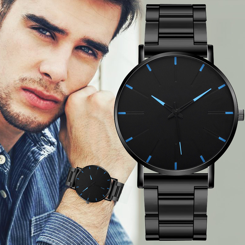 Geneva hot selling ultra thin men's steel band watches men's leisure business quartz watch manufacturers spot wholesale