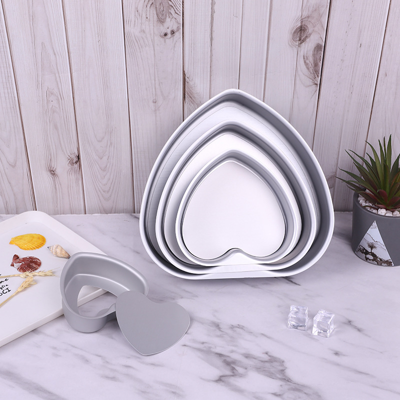 Aluminum alloy heart heart living bottom cake mold 4 "6" 8 "10" anodic heart household oven cake mold thumbnail