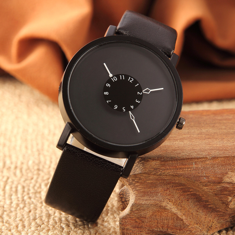 New concept personality inverted pointer watch female Korean simple black and white lovers watch men watch wholesale