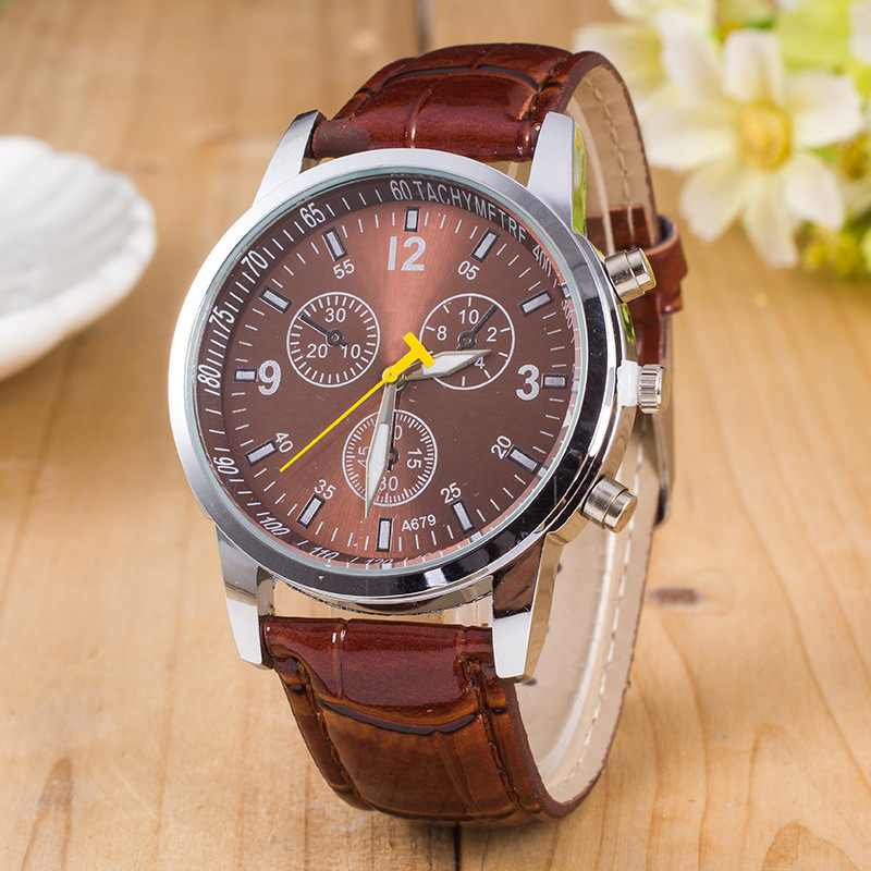 Aliexpress Swiss belt men's watch three eye casual fashion quartz watch wechat business popular men's watch