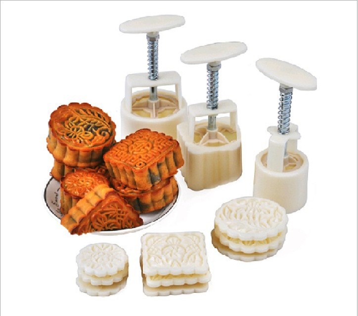 25-125g round mooncake mould 3 sets of hand-pressed ice skin mooncake mould tools