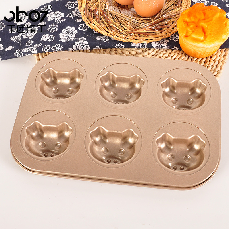 Non-stick 6-line cake pan piglet oven pan 6-line baking pan DIY pastry bread mold carbon steel