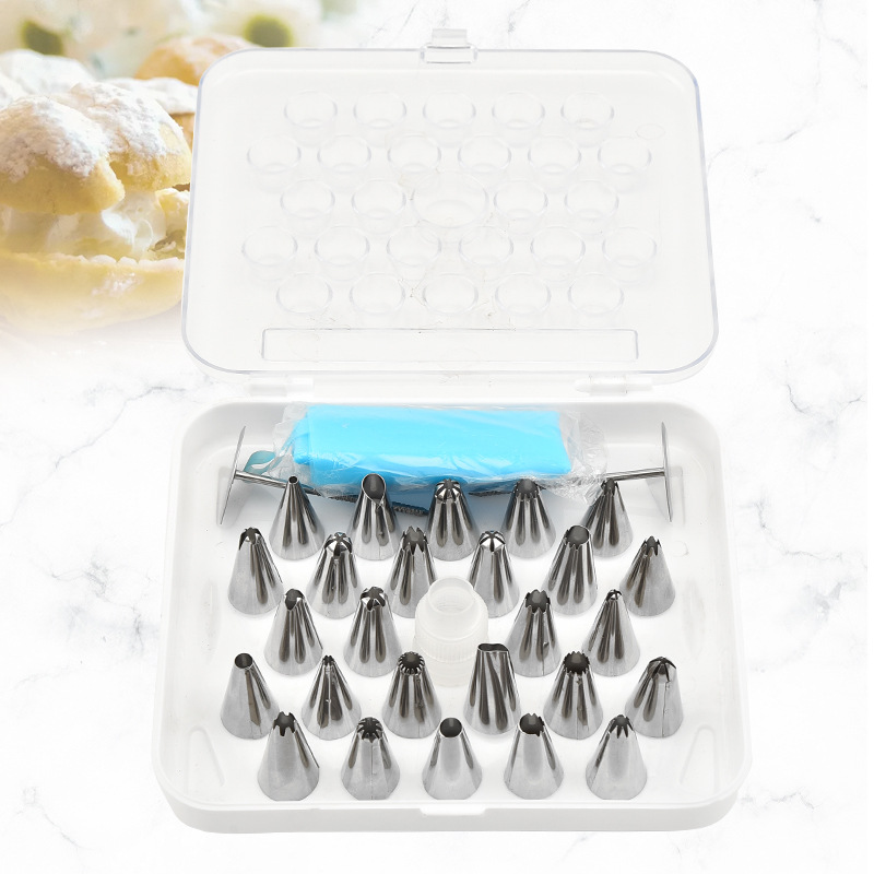Stainless steel piping nozzle 30 pieces TPU piping bag piping nozzle set with piping converter piping nails wholesale