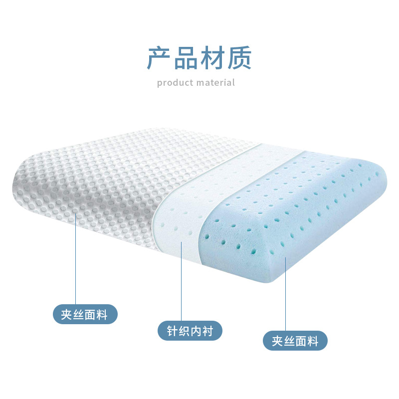 Cross-border slow rebound space memory foam bread pillow, adult sleep gel pillow, ergonomic perforated breathable pillow core details Picture
