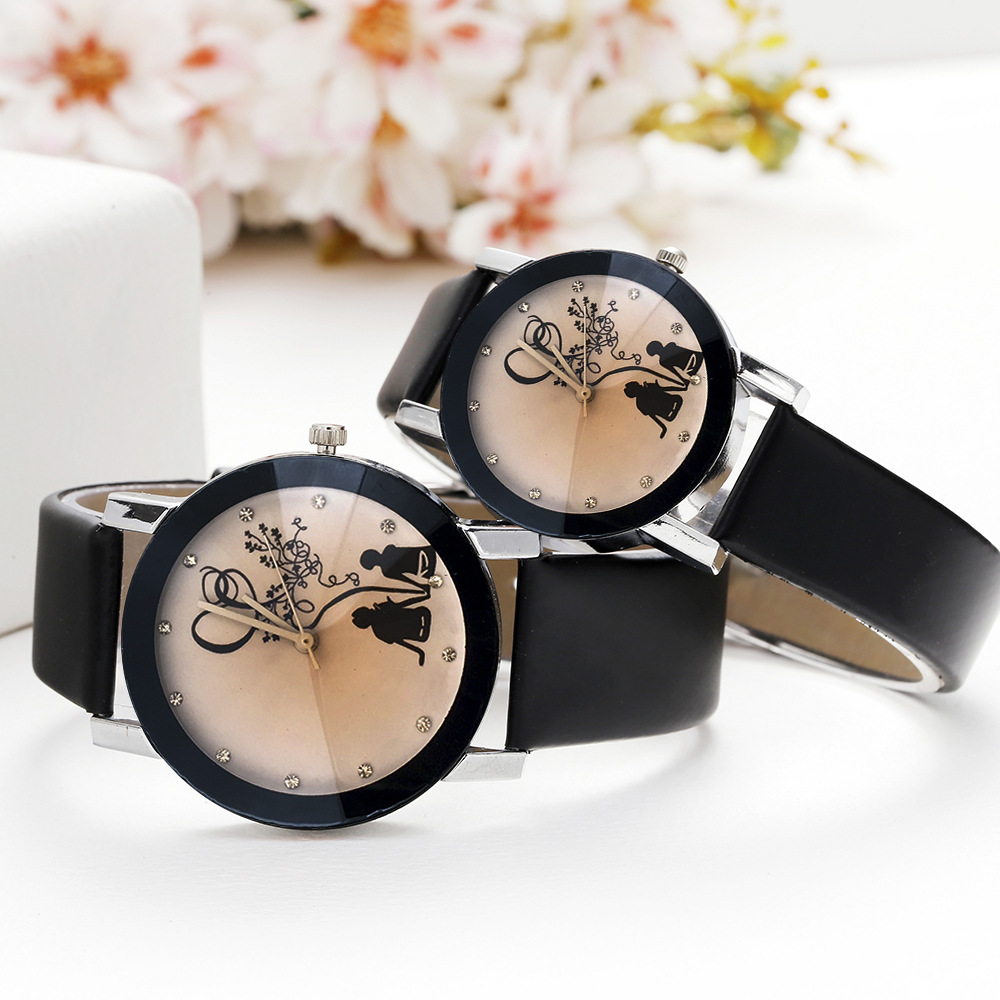 Hot ya back leather belt table leisure lovers alloy watch with diamond point diamond watch quartz watch wholesale