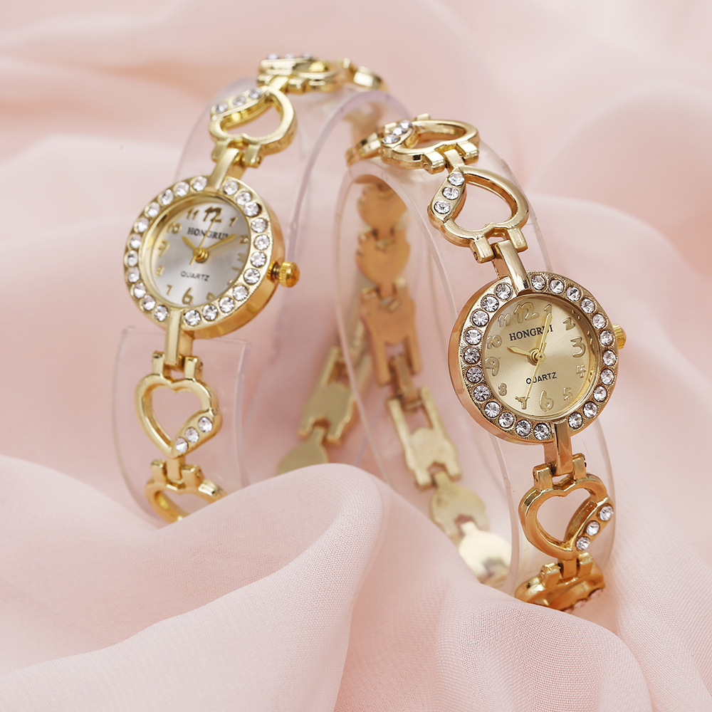 Fashion point diamond love alloy bracelet table heart inlaid diamond cross-border quartz watch ladies watch wholesale