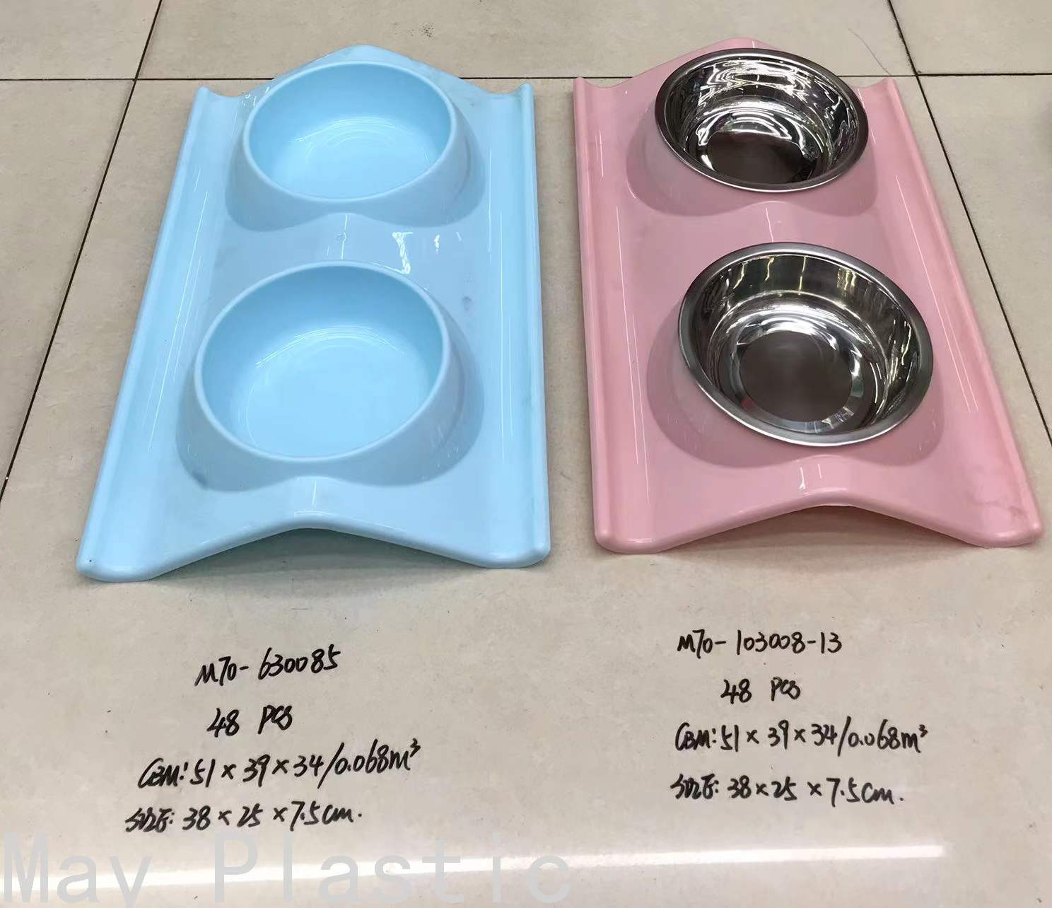 M70-53303-12新款不锈钢塑料宠物猫咪双碗单碗猫食盆狗碗猫猫用品