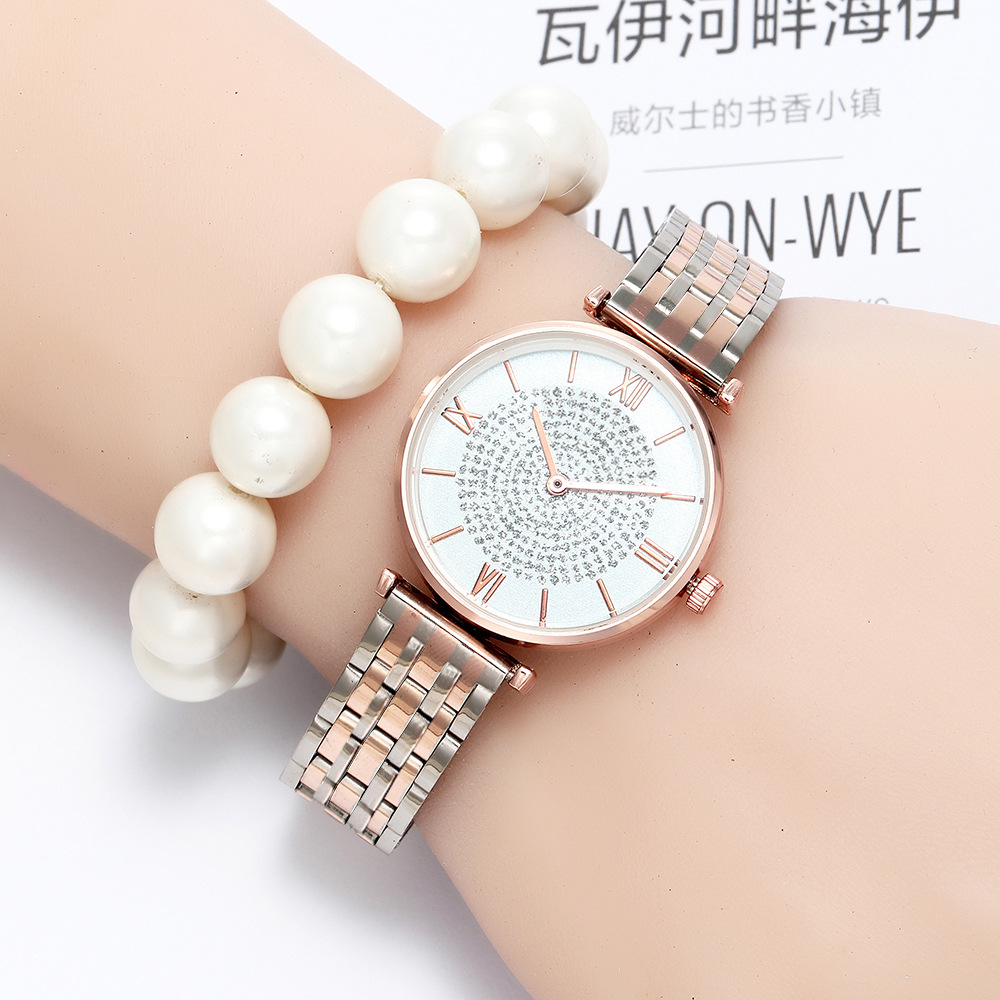 Creative watch Roman fashion watch with diamond alloy steel belt watch female sky Star watch