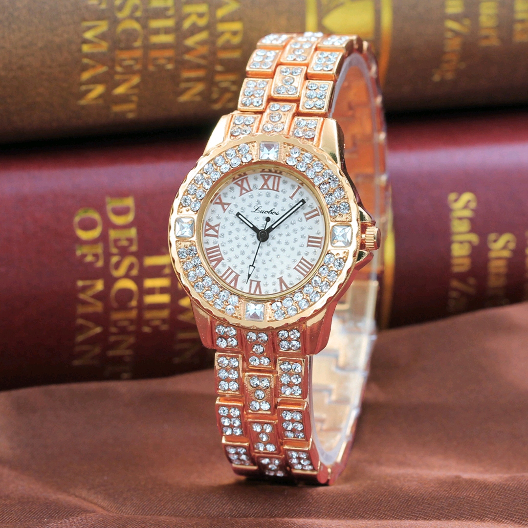 L Set diamond dial ring diamond watch lady full diamond Roman scale lady watch quartz watch wholesale