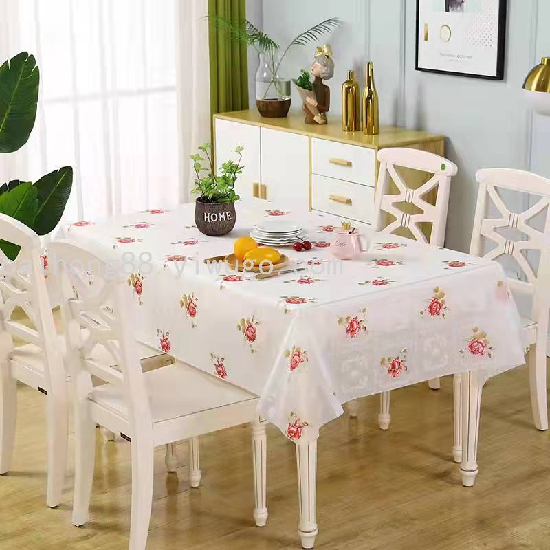 Hot-selling PEVA waterproof, no-wash round and rectangular tables, plant and flower tablecloths, disposable tablecloths for lazy people details Picture