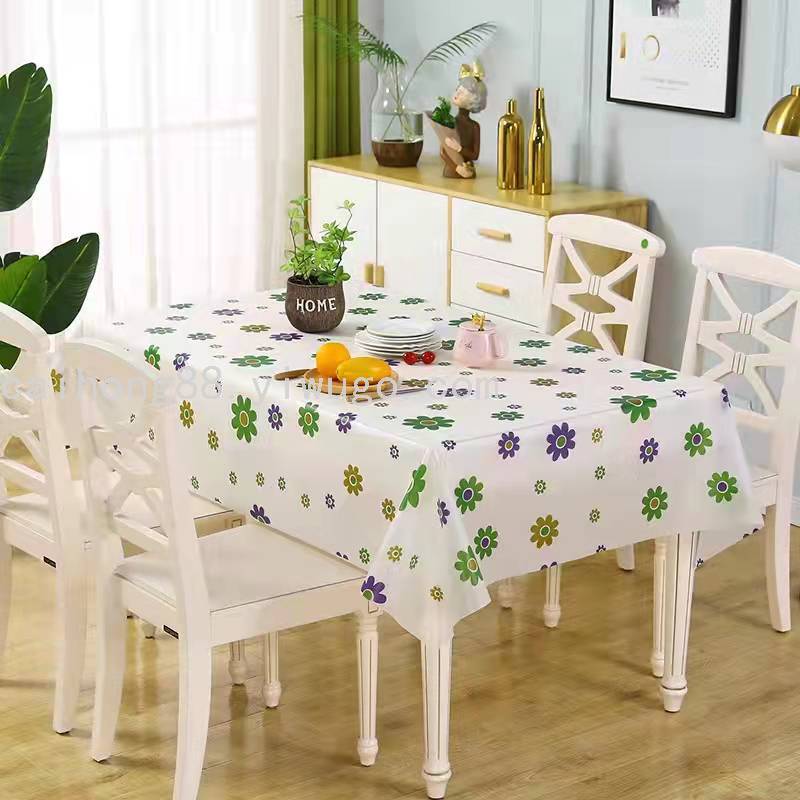 Hot-selling PEVA waterproof, no-wash round and rectangular tables, plant and flower tablecloths, disposable tablecloths for lazy people full figure