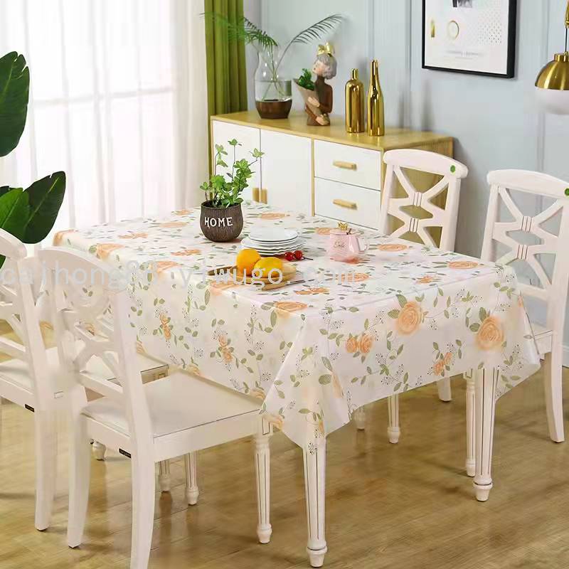Hot-selling PEVA waterproof, no-wash round and rectangular tables, plant and flower tablecloths, disposable tablecloths for lazy people Item Picture