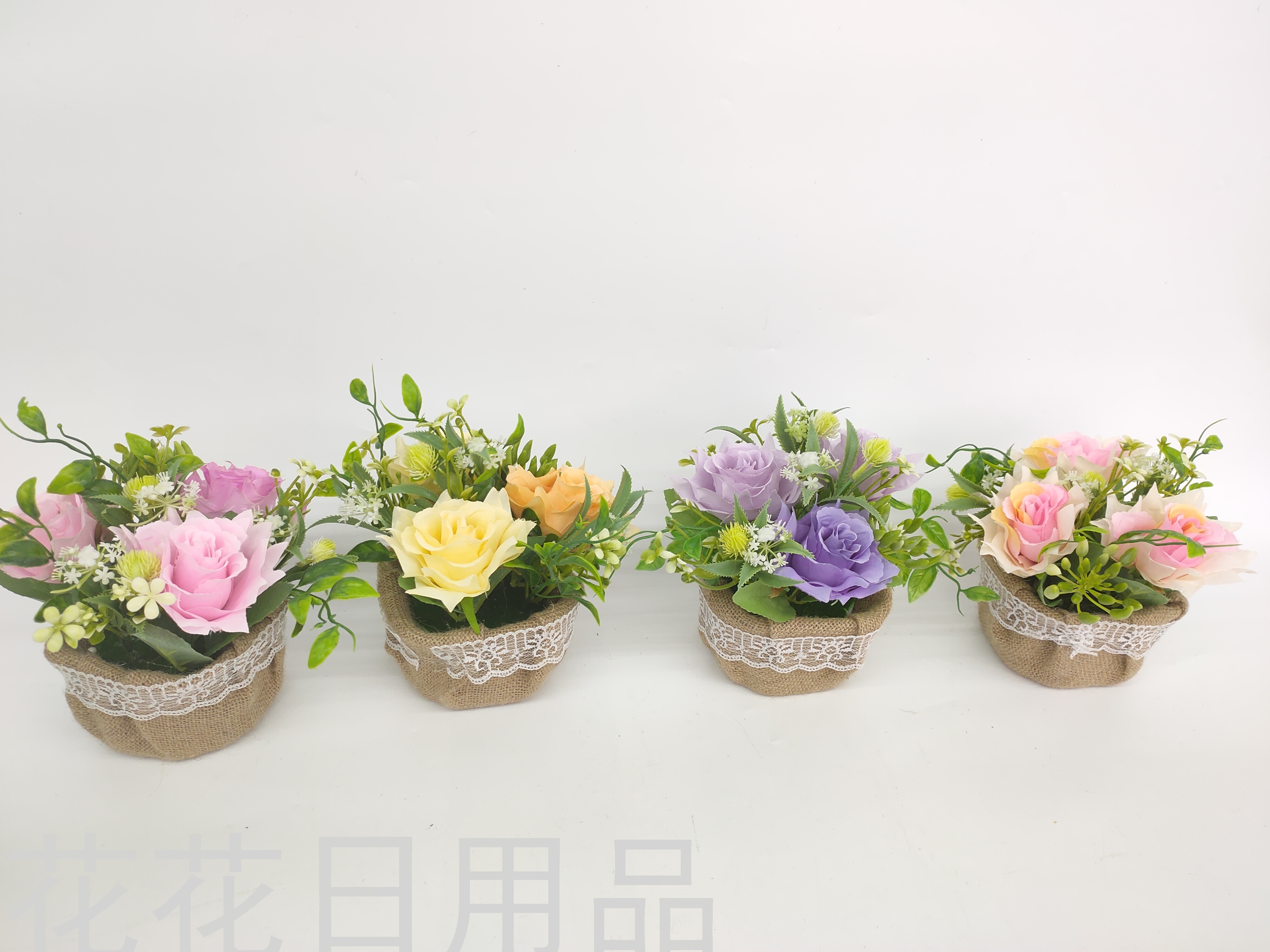 New net gauze basin big rose simulation flower hibiscus flower bonsai handicraft decoration plastic flowers