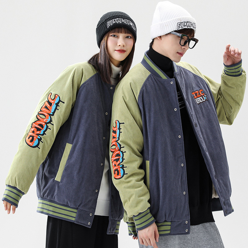 Urban men's clothing | 202 winter new men down baseball uniform coat loose ins popular logo down jacket for men