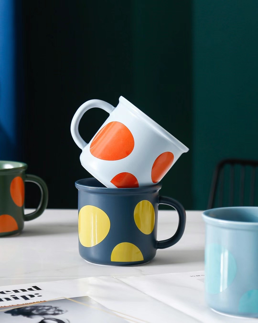Creative simple polka dot ceramic mug lovely mug coffee mug