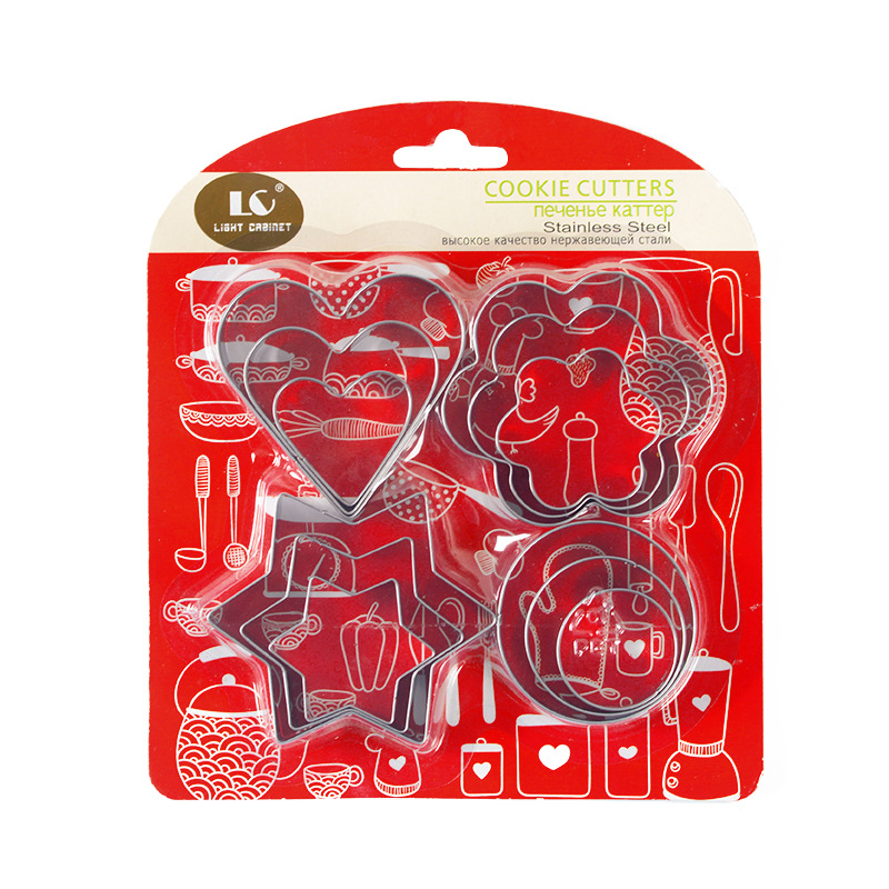 Wholesale stainless steel 12-piece cookie printing mold fondant tool cookie mold baking cookie printing