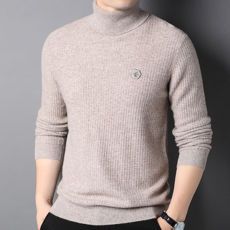 Factory shop Spring autumn turtleneck men's wool sweater 100 pure wool sweater base winter wear