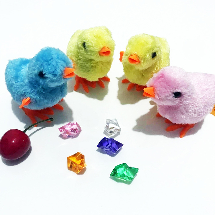 Wind-up chicken Yellow chicken chain plush chicken wind-up toy stand children's educational toys wholesale