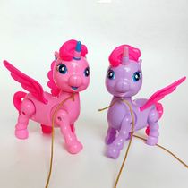 New electric leash Unicorn creative lights concert walking action figure animals and children's toys stand hot