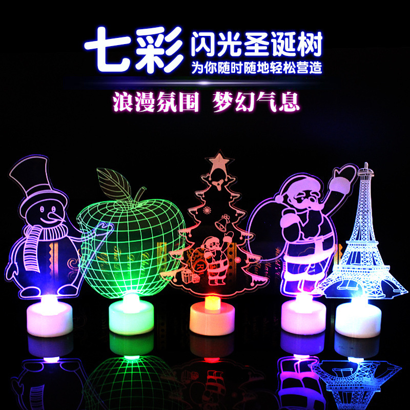 Creative Santa Claus LED Small Night light colorful flash Acrylic light 3D small night light toy gifts