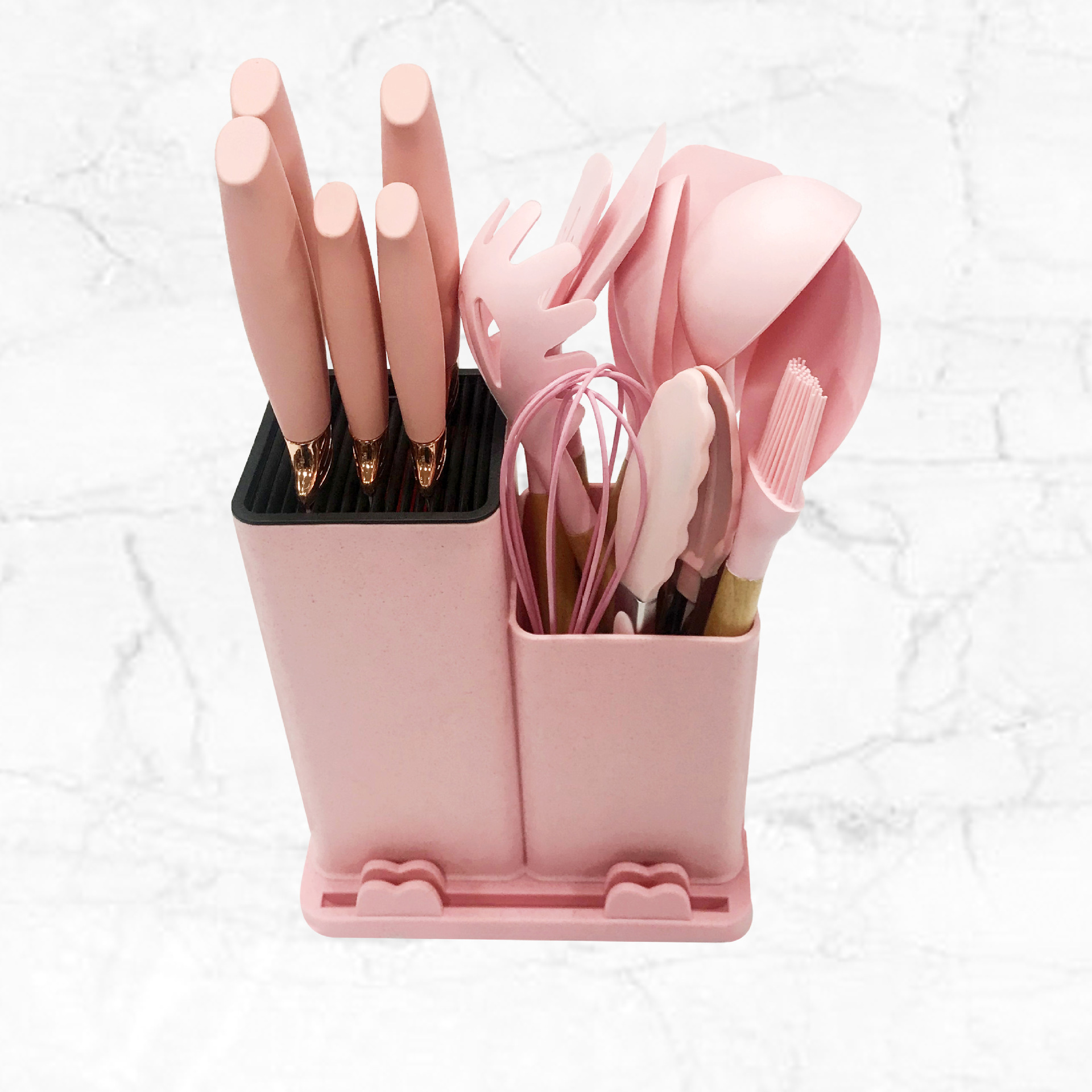 Storage combination set of 17 silicone kitchenware household kitchen stainless steel tool set multifunctional knife block wholesale thumbnail