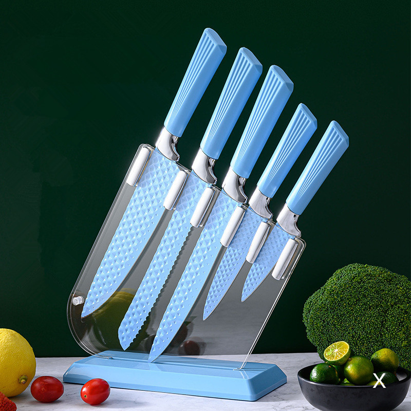 Kitchen knife set with knife seat cover knife color non-stick 6 pieces kitchen knife gift box gift knife set thumbnail