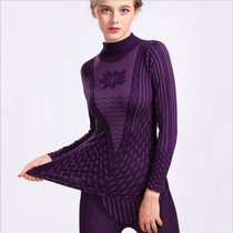 New high collar thermal underwear women high waist thickening body long clothes long pants set slim bottom cotton sweater women