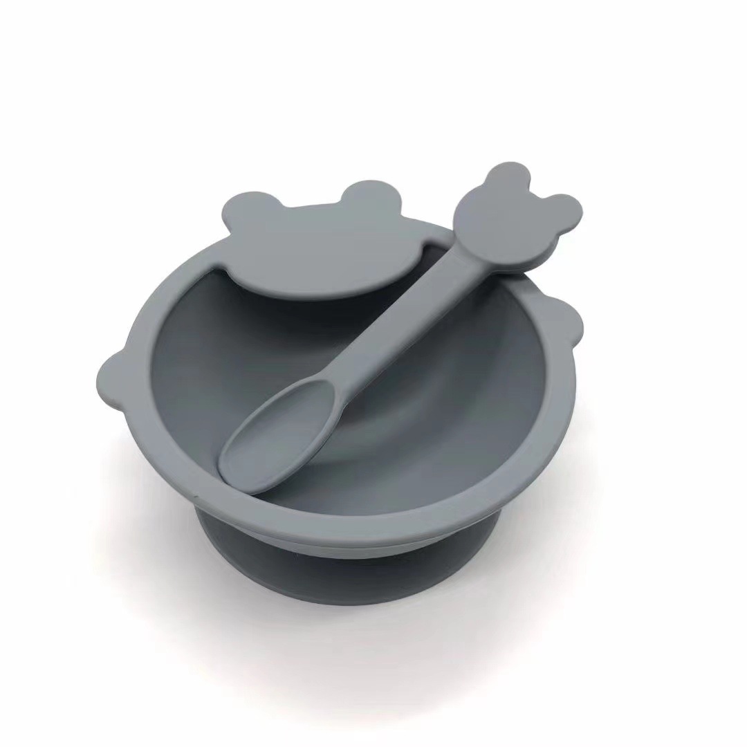 Manufacturer's freshly molded baby silicone bowl and spoon set, silicone tableware, special tableware for babies to eat with suction cups, easy to clean Specification image