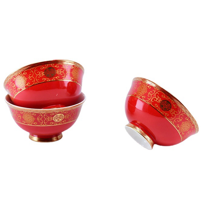 Wholesale wedding tableware, newlywed bowls, pairs of chopsticks, pairs of spoons, sweet soup bowls, wedding gifts Item Picture