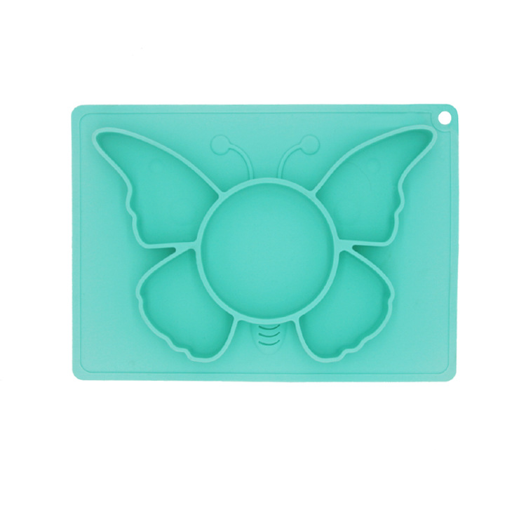 Strong factory direct supply baby food-grade silicone dinner plates, one-piece anti-drop suction cups, baby food bowls, and compartment-divided tableware details Picture