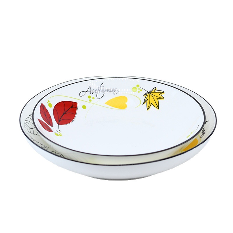 8-person tableware 22-head ceramic tableware set, simple and country-style ceramic bowls and plates, complete set of household bowls and plates Item Picture