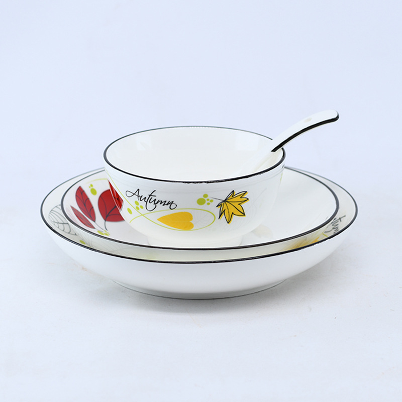 8-person tableware 22-head ceramic tableware set, simple and country-style ceramic bowls and plates, complete set of household bowls and plates Specification image