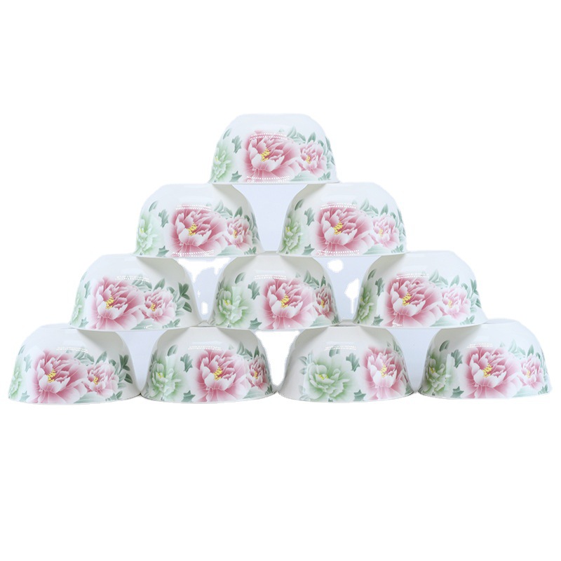 Household wholesale bone China tableware, 10 sets of decals, single rice bowl, household ceramic bowl, suitable for microwave oven Item Picture