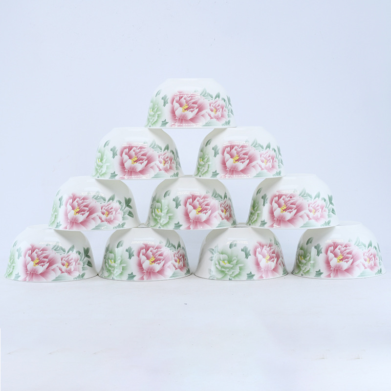 Household wholesale bone China tableware, 10 sets of decals, single rice bowl, household ceramic bowl, suitable for microwave oven details Picture