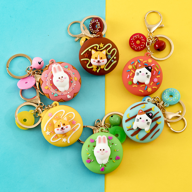 Korean version of creative doughnut key chain pendant car bag cartoon accessories wholesale gifts
