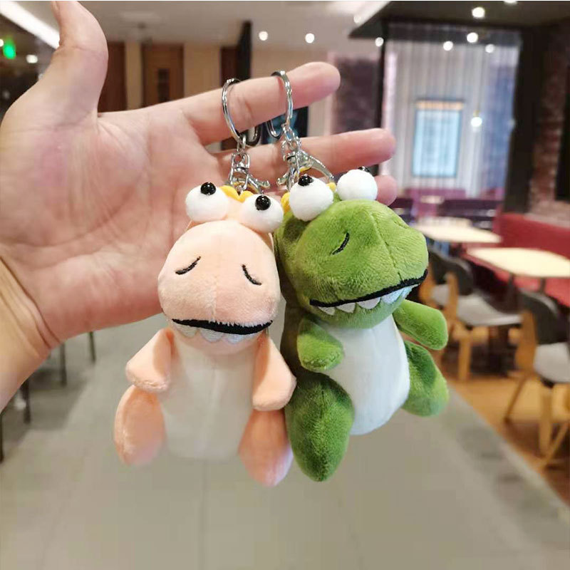 Plush big eyes dinosaur key pendant cute instagram key chain action figure schoolbag pendant grab machine doll