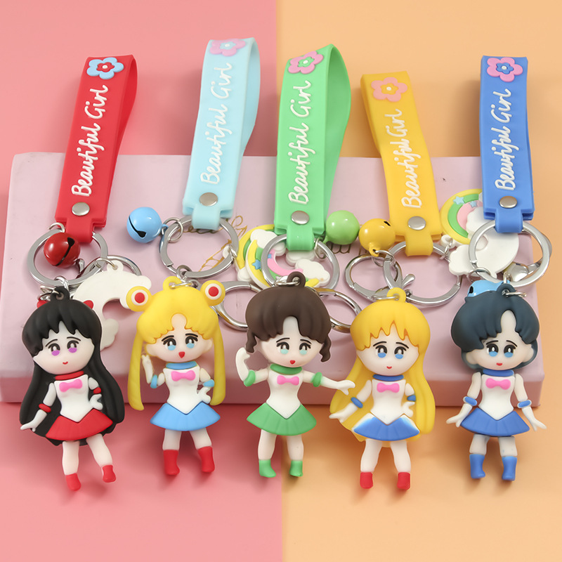 New PVC soft plastic Sailor Moon key chain pendant blind box cartoon Japanese and Korean cartoon doll bag pendant