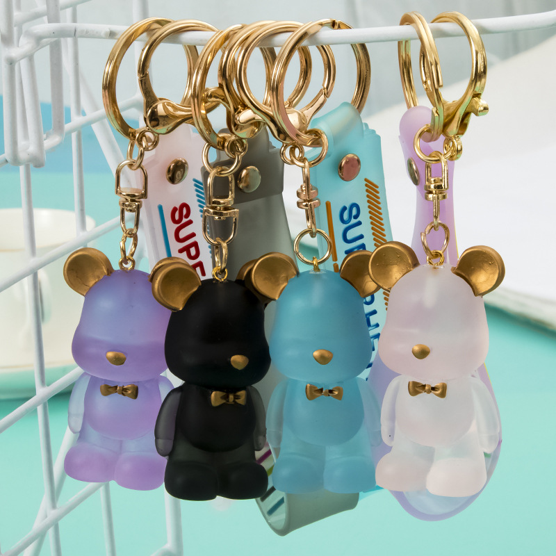 Creative and lovely crystal bow tie bear key chain girl's heart bag pendant gift lovers bag pendant